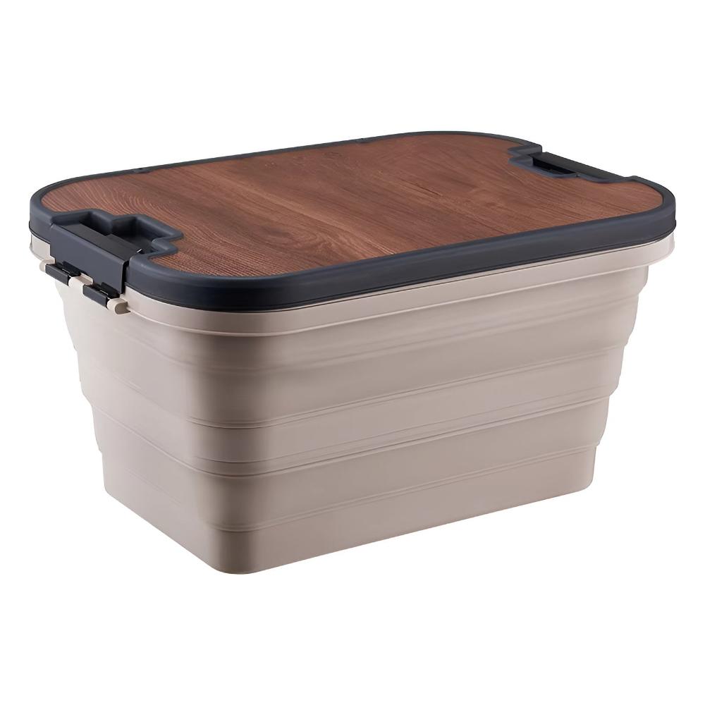 Collapsible Camping Storage Box with Tabletop Lid – 28L Foldable Outdoor Organizer