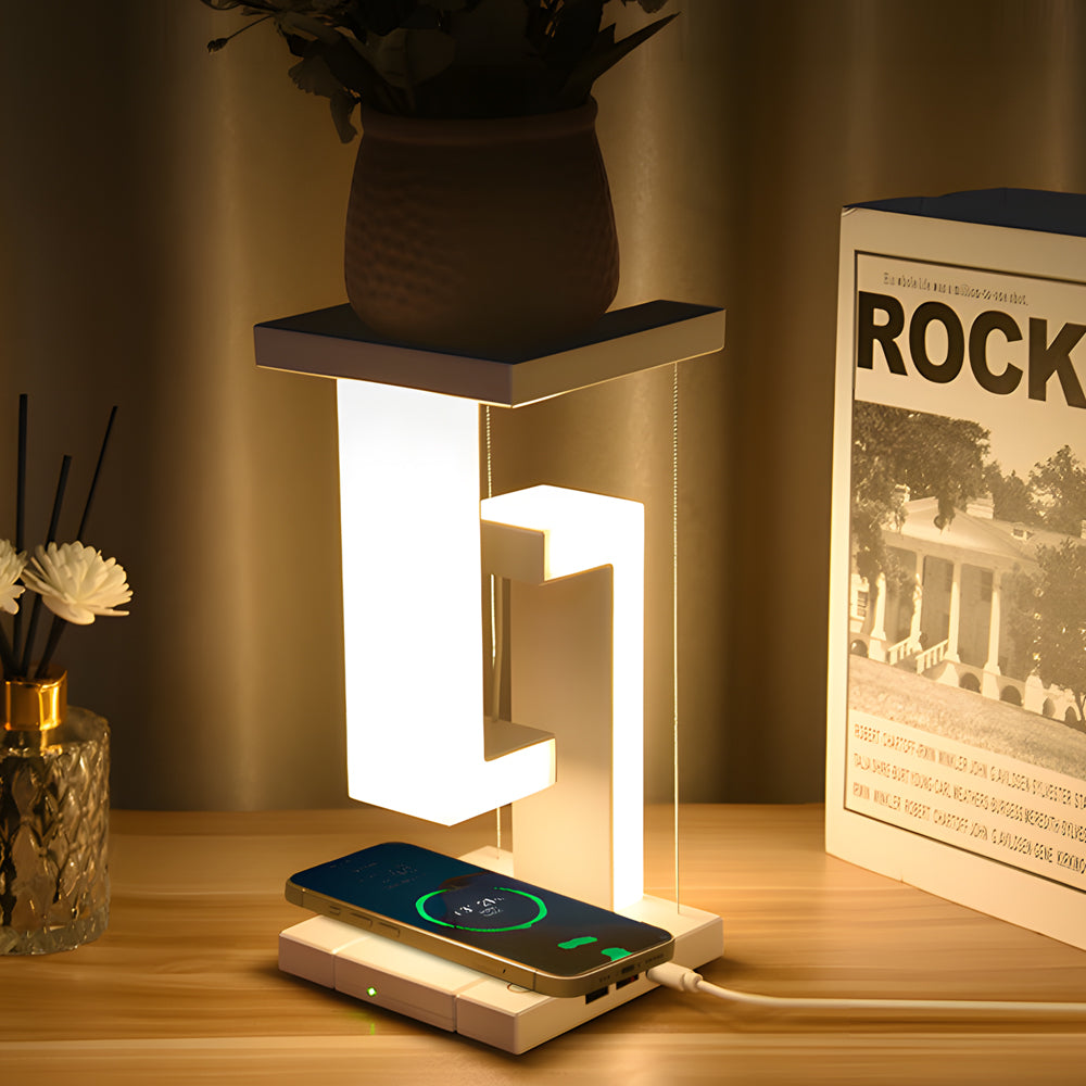 Floating LED Table Lamp – Futuristic Wireless Charging Light for Desk & Bedroom