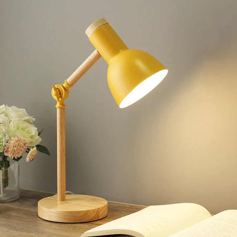 Wooden Table Lamp – Adjustable LED Desk Light