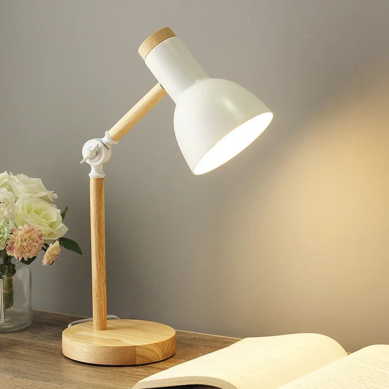 Wooden Table Lamp – Adjustable LED Desk Light