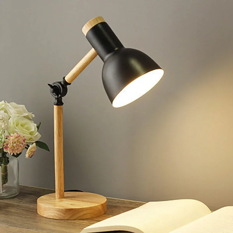 Wooden Table Lamp – Adjustable LED Desk Light