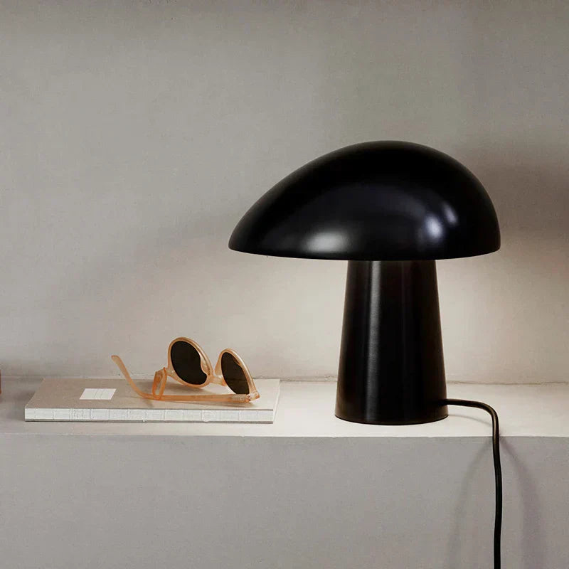 Mushroom Table Lamp – Scandinavian LED Light with Wood Grain Accents for Bedroom & Living Room
