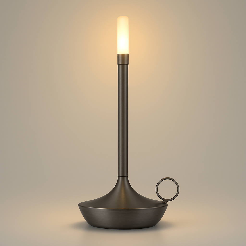 Brass Portable LED Table Lamp – Rechargeable Cordless Light with Adjustable Brightness