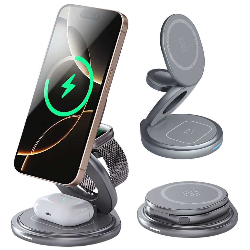 FoldiCharge Pro – 3 in 1 Wireless Charging Station with Stand